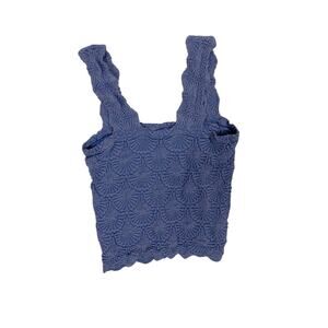 Aura Cropped Knit Tank Camisole – Women’s M Floral Sleeveless Shell Top Y2K Boho